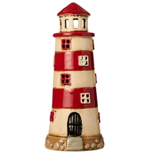 Keramikhus fyr med vita och röda ränder kuva