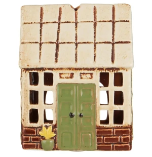 Keramikhus orangeri grön dörr kuva