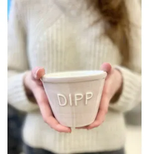 Dippskål soft pink borstad med vit text image