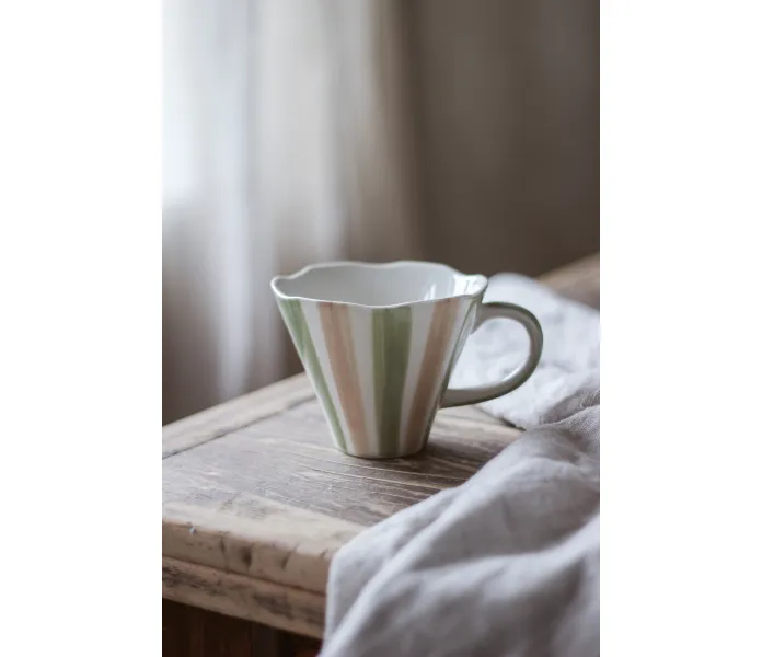 FEELGOOD GREEN TAUPE STRIPES MUGG EXTRA2 kuva