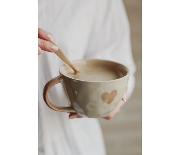 MUGG A LOVELY CUP OF LOVE AND HAPPINESS TAUPE INSPO image