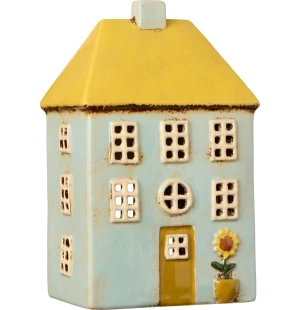 Keramikhus solros med gult tak kuva